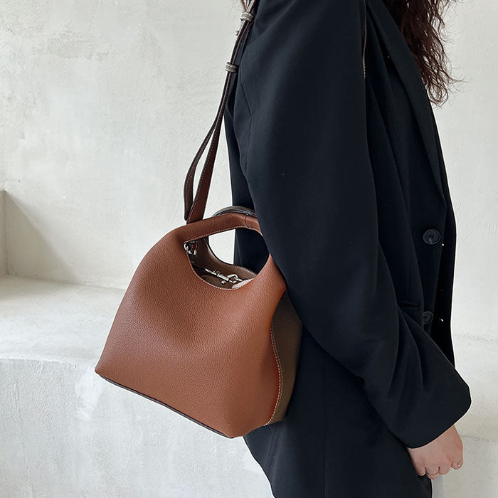 [100% COWHIDE LEATHER] MIA MINI TOTE BAG
