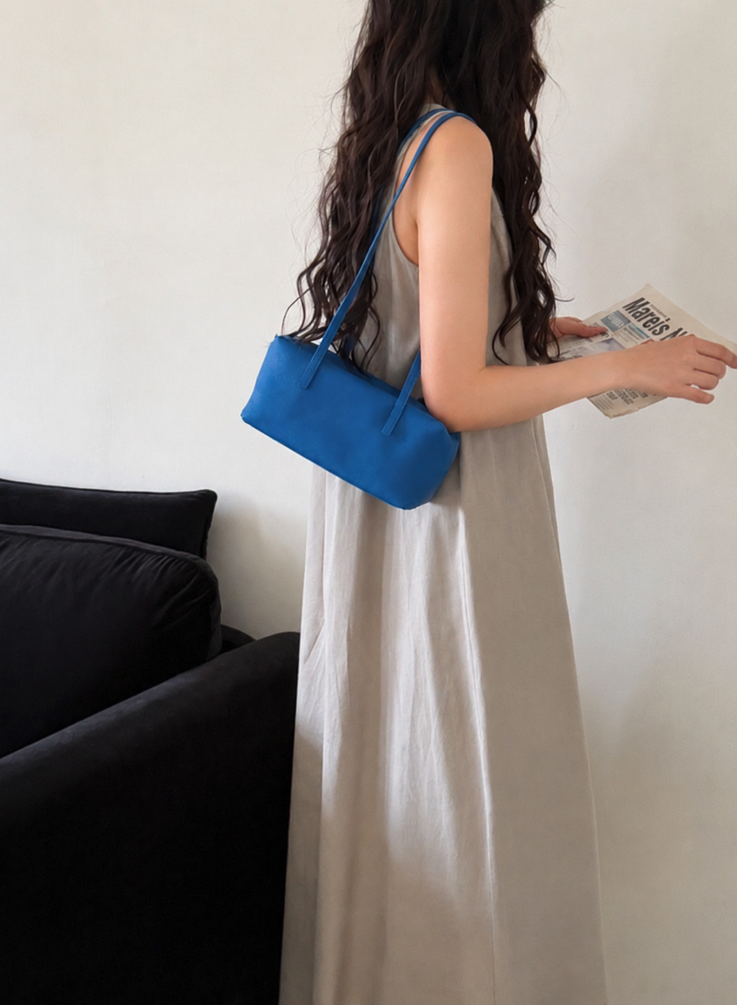 [100% COWHIDE LEATHER] PAVE SHOULDER BAG