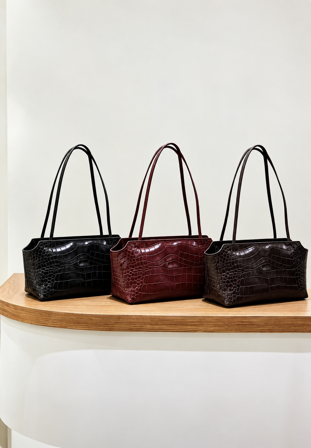 [100% COWHIDE LEATHER] SEREN CROCO SHOULDER BAG