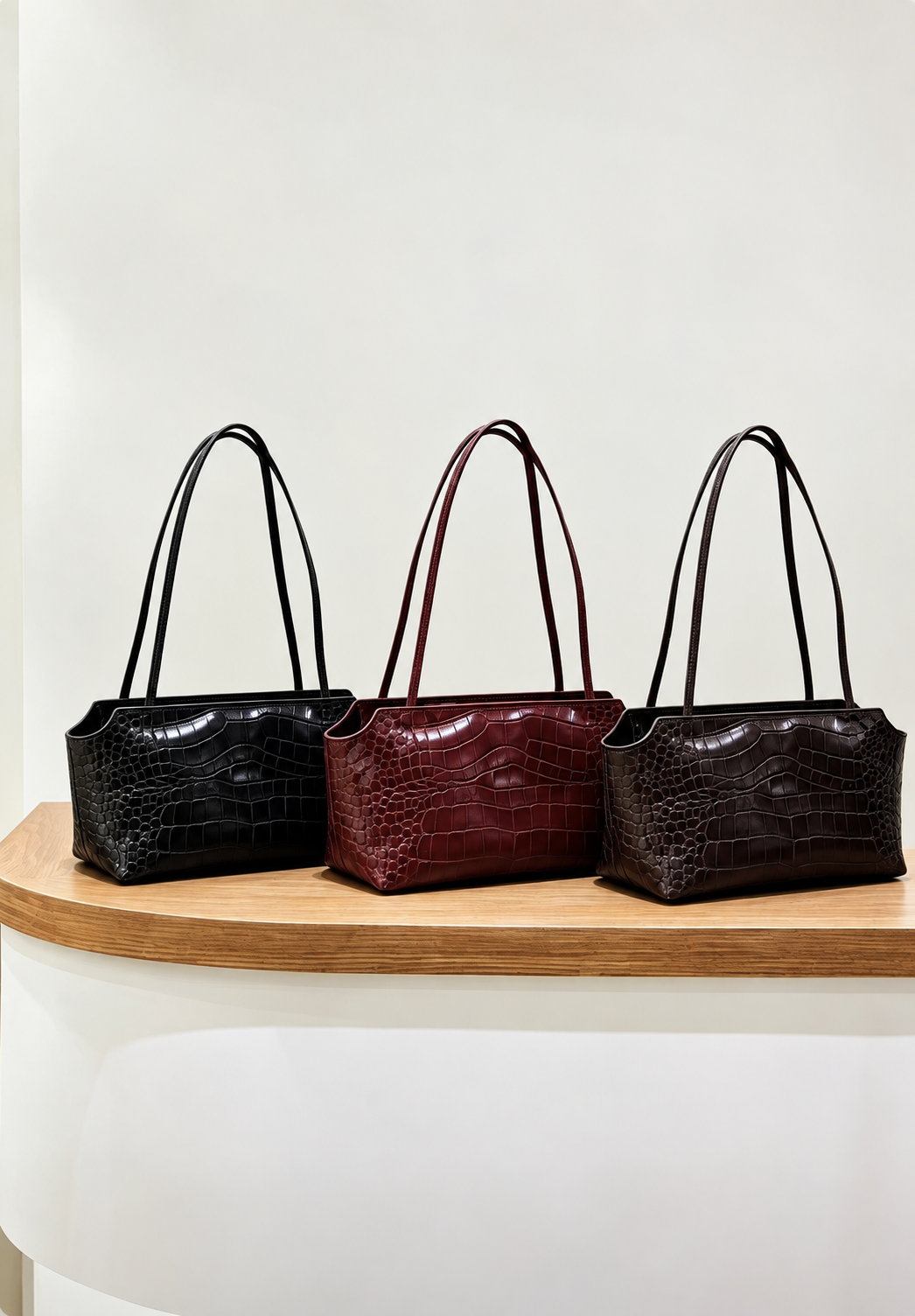 [100% COWHIDE LEATHER] SEREN CROCO SHOULDER BAG