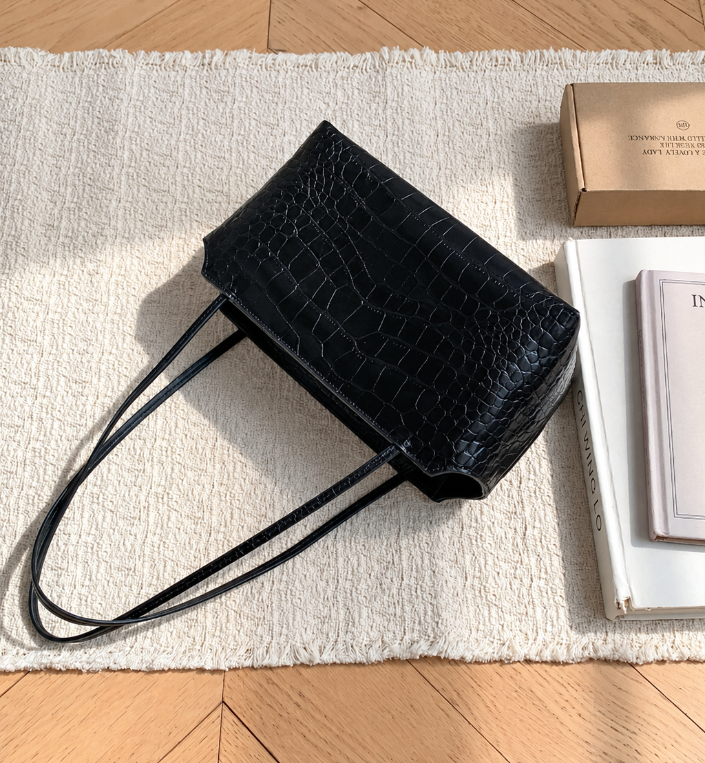 [100% COWHIDE LEATHER] SEREN CROCO SHOULDER BAG