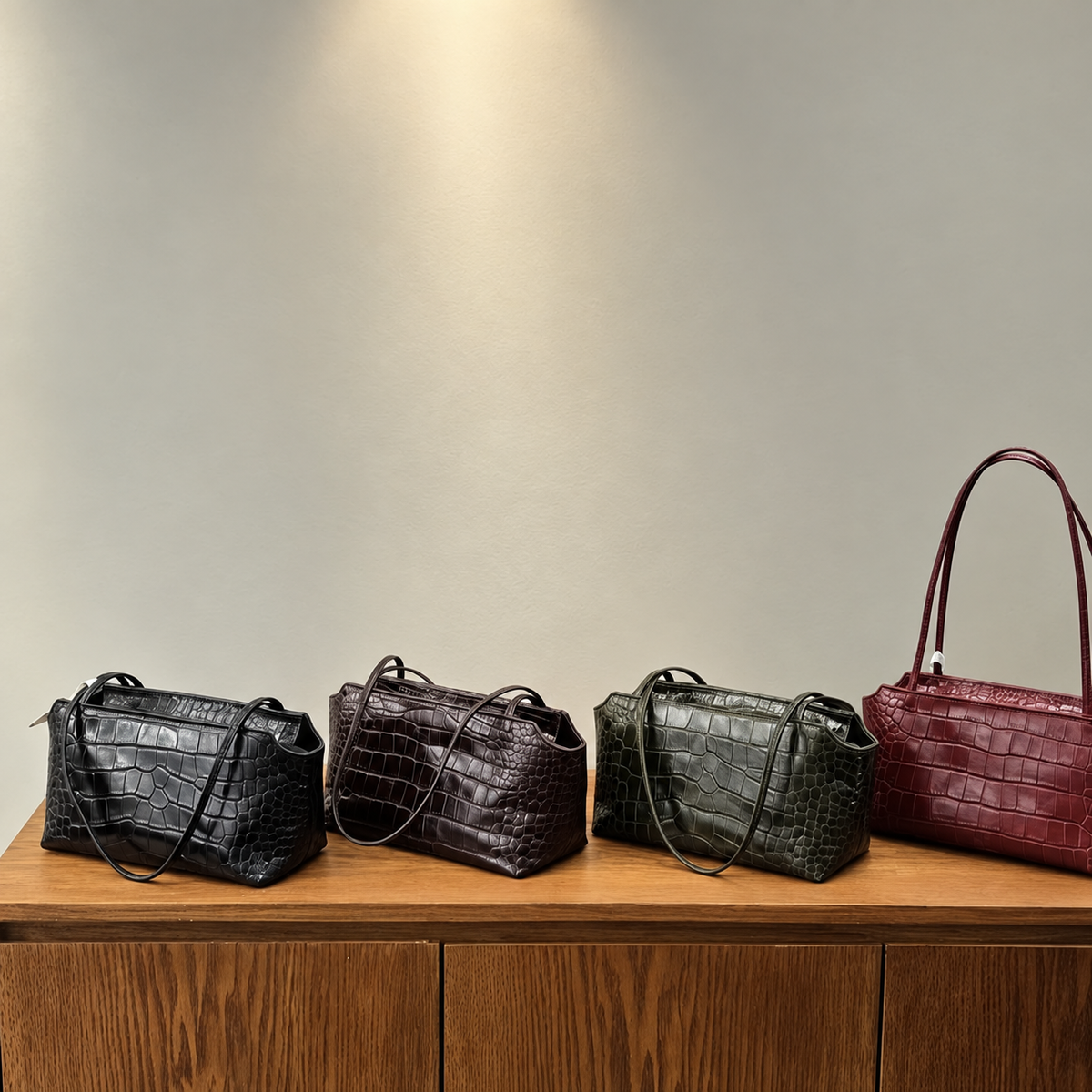 [100% COWHIDE LEATHER] SEREN CROCO SHOULDER BAG