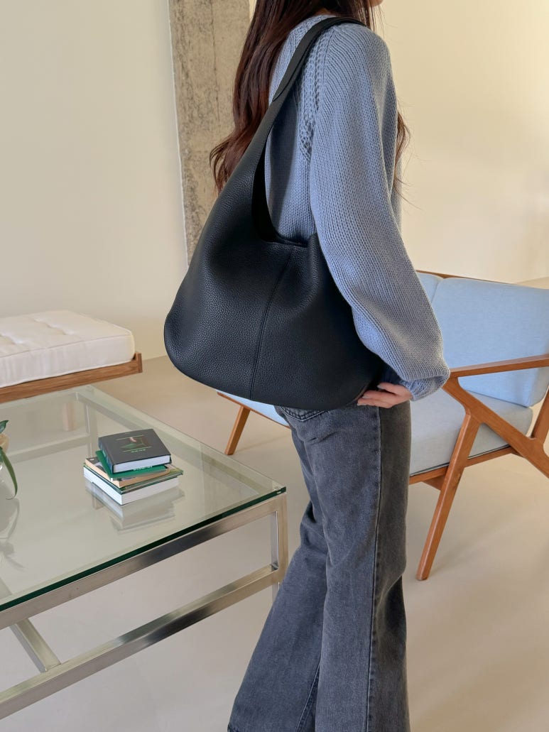 [100% COWHIDE LEATHER] ADEL SOFT HOBO SHOULDER BAG