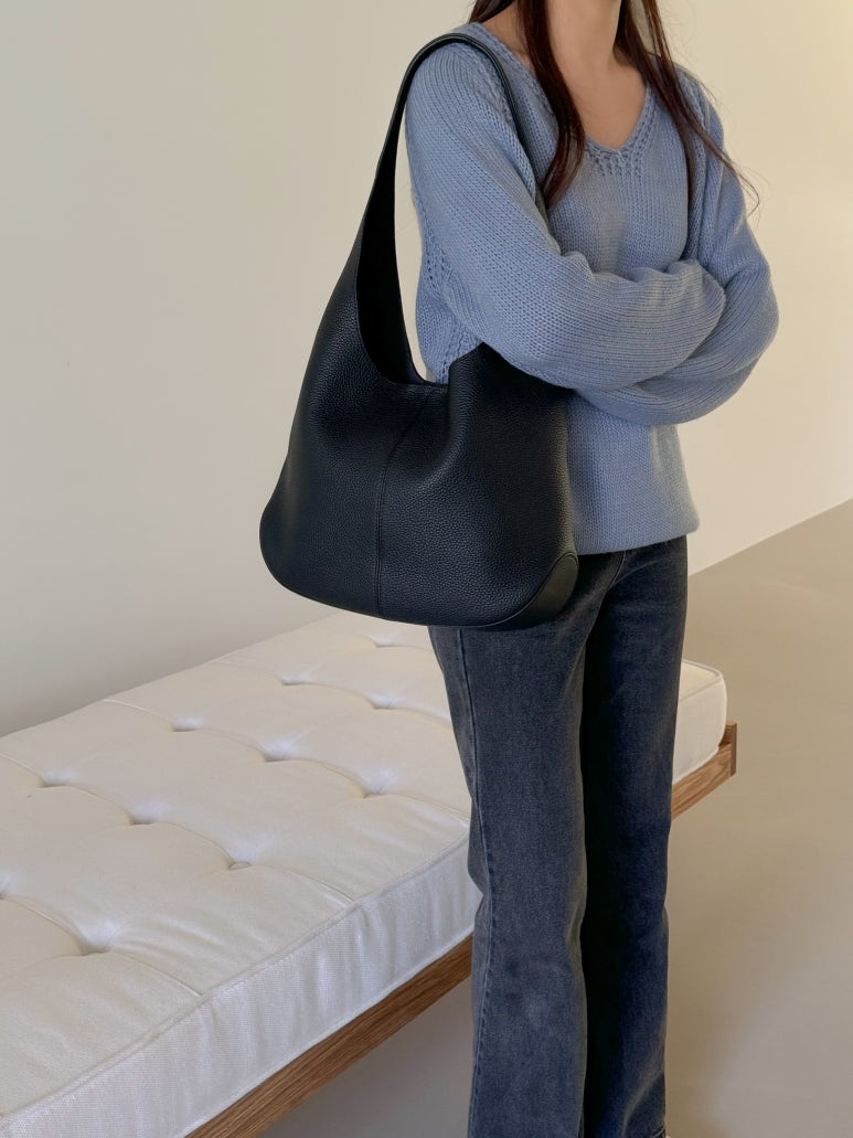 [100% COWHIDE LEATHER] ADEL SOFT HOBO SHOULDER BAG