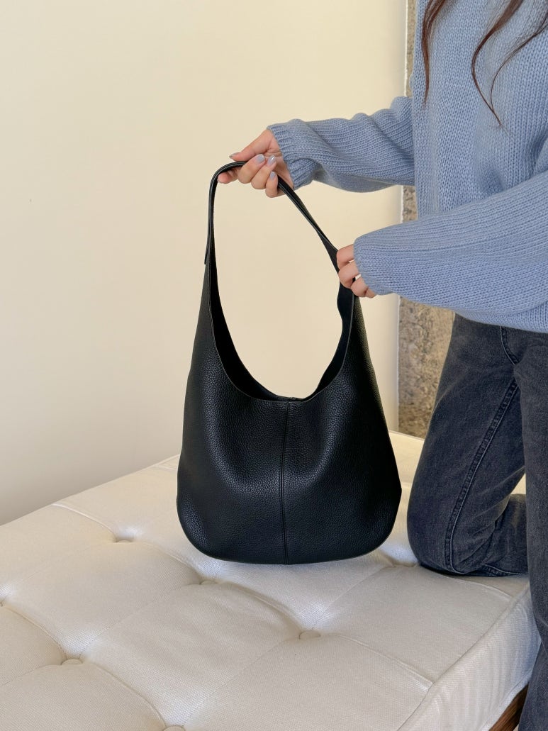 [100% COWHIDE LEATHER] ADEL SOFT HOBO SHOULDER BAG