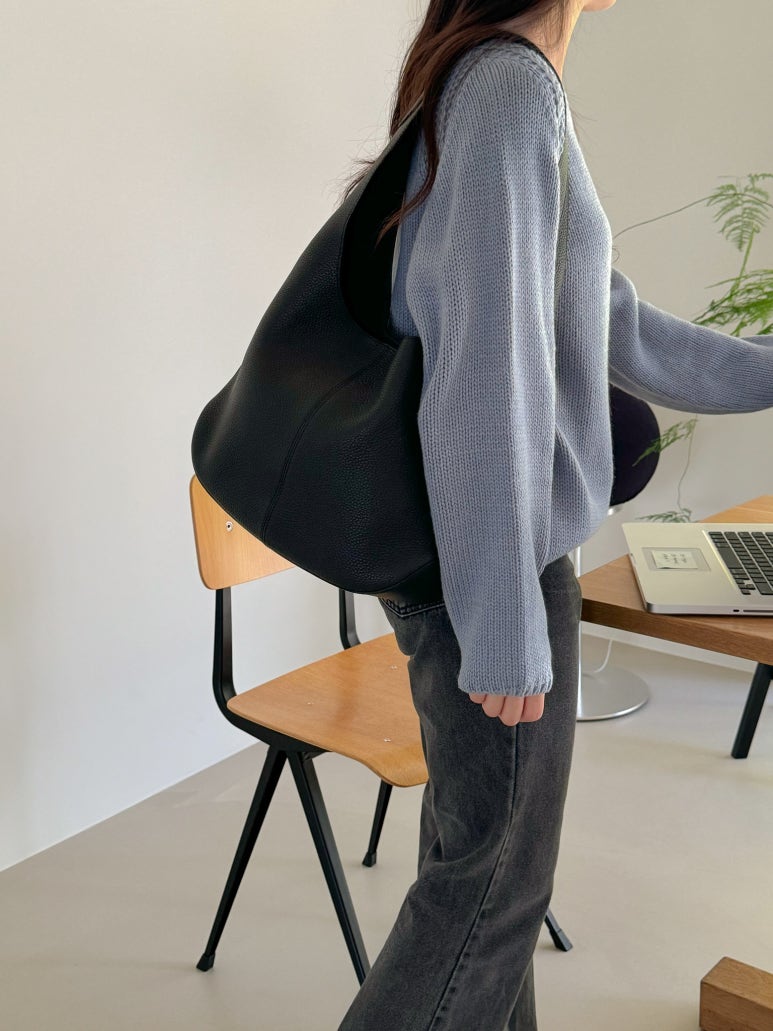 [100% COWHIDE LEATHER] ADEL SOFT HOBO SHOULDER BAG