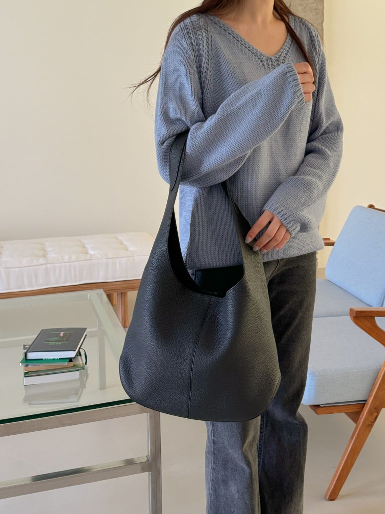 [100% COWHIDE LEATHER] ADEL SOFT HOBO SHOULDER BAG