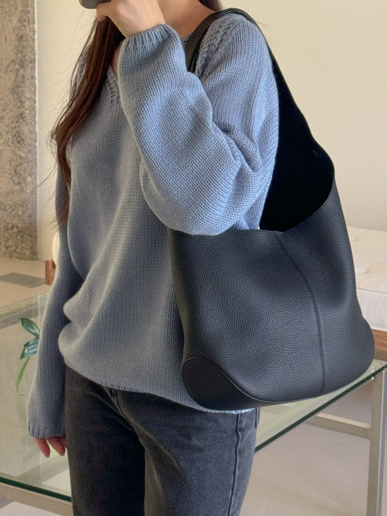 [100% COWHIDE LEATHER] ADEL SOFT HOBO SHOULDER BAG