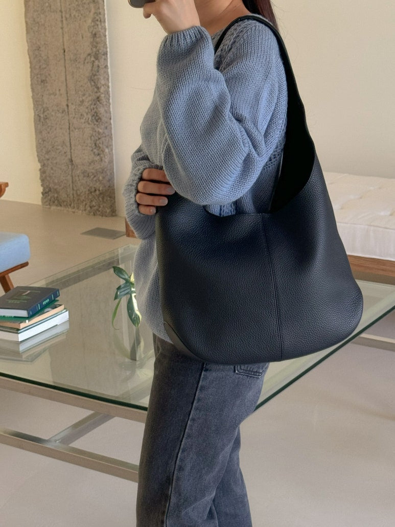 [100% COWHIDE LEATHER] ADEL SOFT HOBO SHOULDER BAG