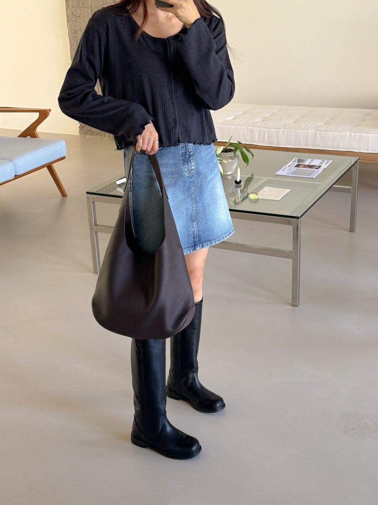 [100% COWHIDE LEATHER] ADEL SOFT HOBO SHOULDER BAG