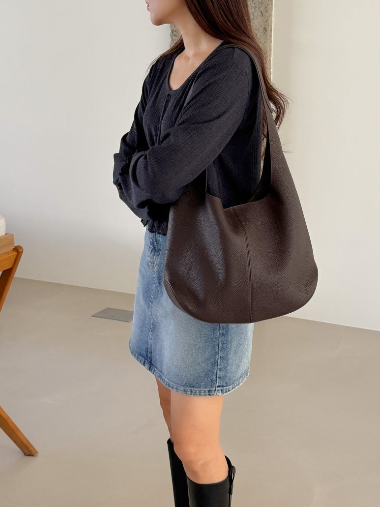 [100% COWHIDE LEATHER] ADEL SOFT HOBO SHOULDER BAG