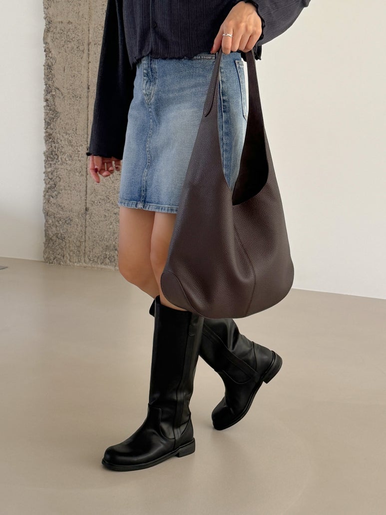 [100% COWHIDE LEATHER] ADEL SOFT HOBO SHOULDER BAG