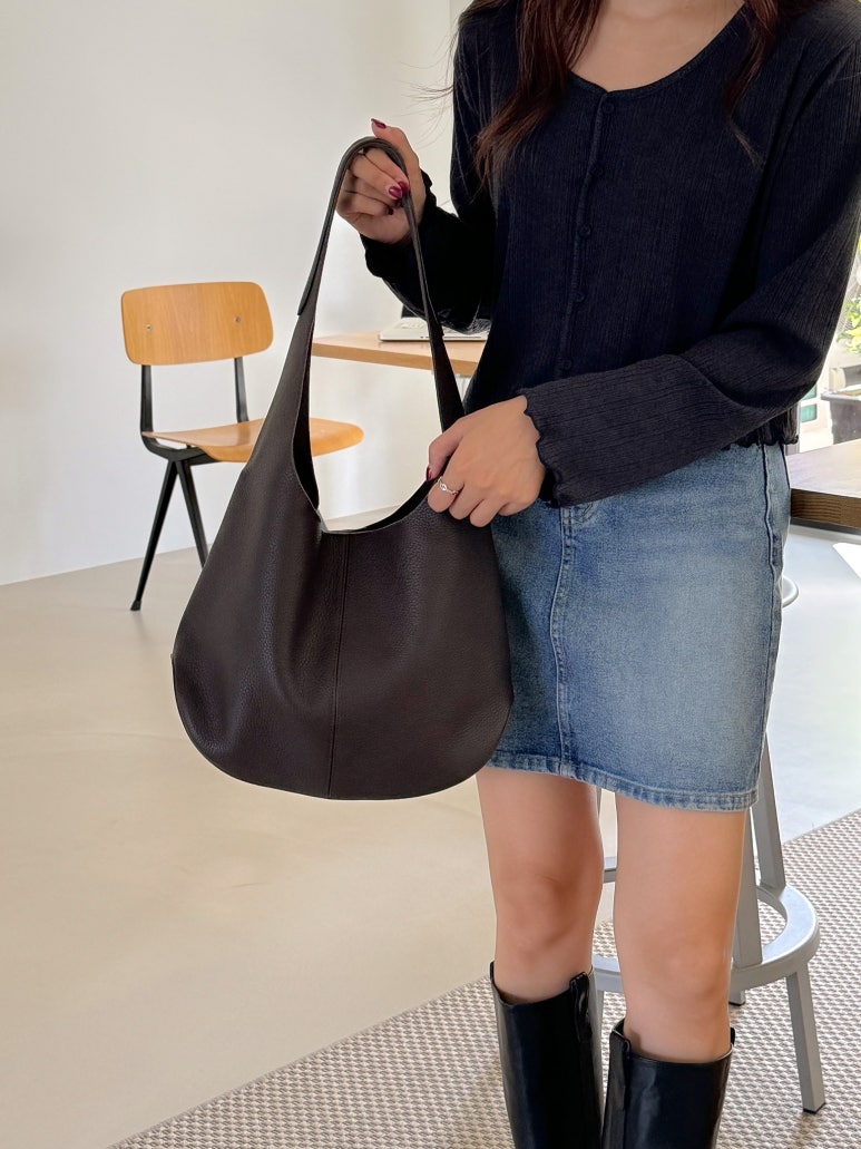 [100% COWHIDE LEATHER] ADEL SOFT HOBO SHOULDER BAG
