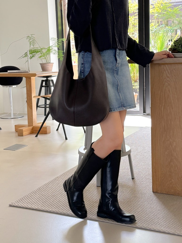 [100% COWHIDE LEATHER] ADEL SOFT HOBO SHOULDER BAG