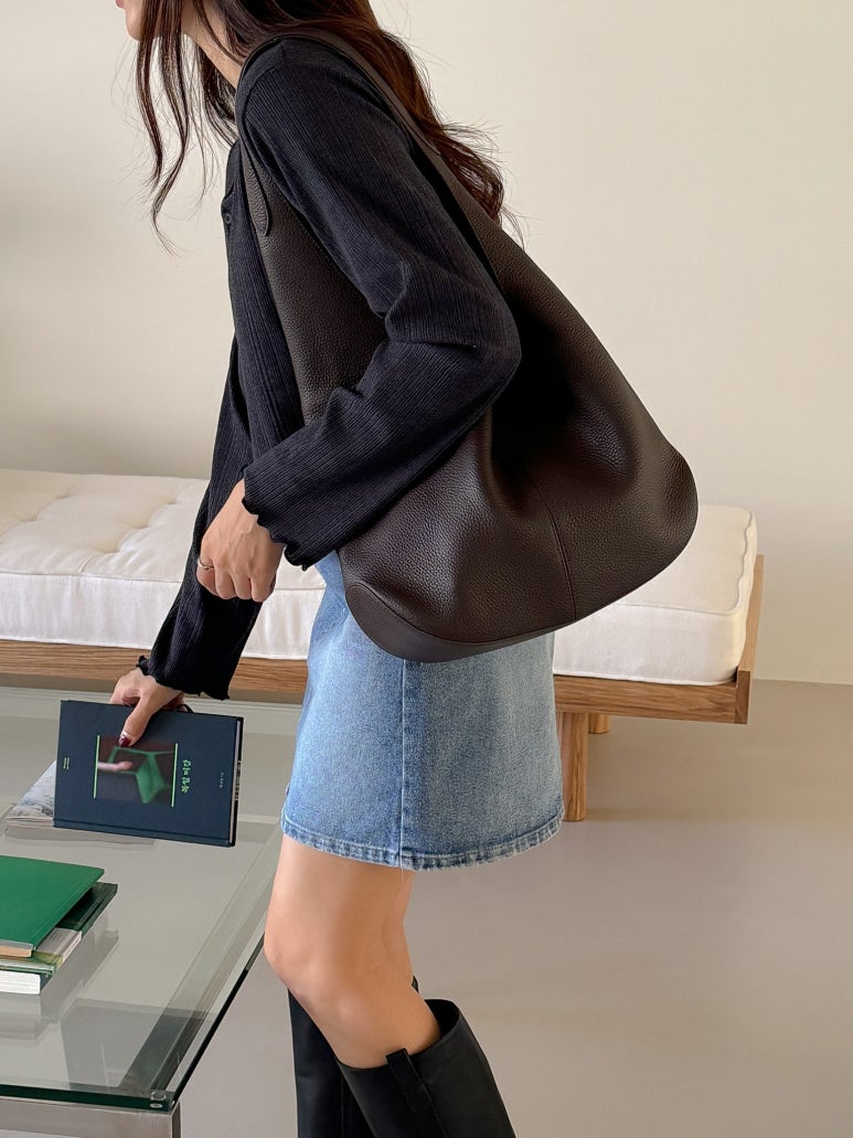 [100% COWHIDE LEATHER] ADEL SOFT HOBO SHOULDER BAG