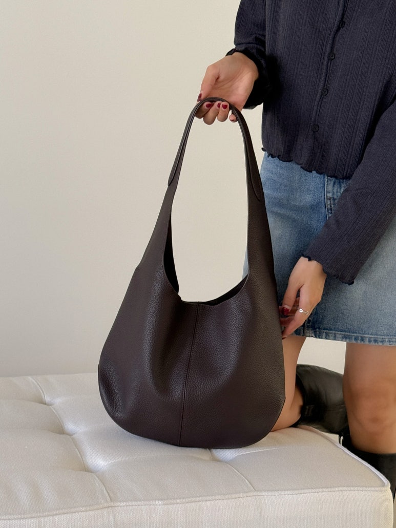 [100% COWHIDE LEATHER] ADEL SOFT HOBO SHOULDER BAG