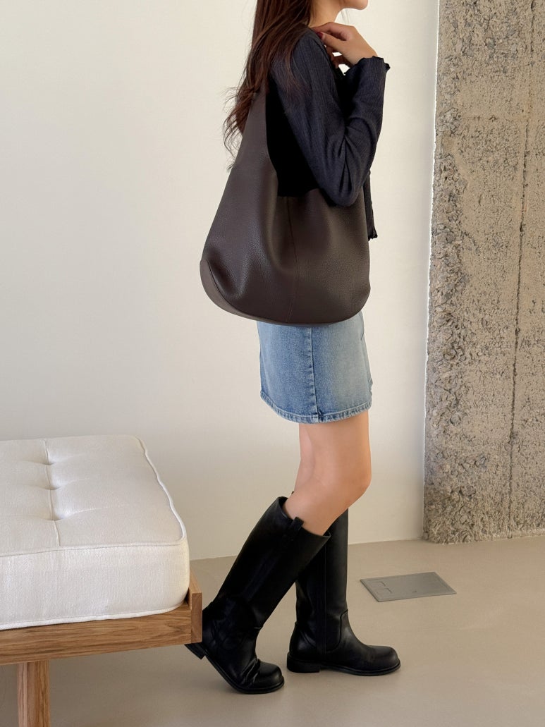 [100% COWHIDE LEATHER] ADEL SOFT HOBO SHOULDER BAG