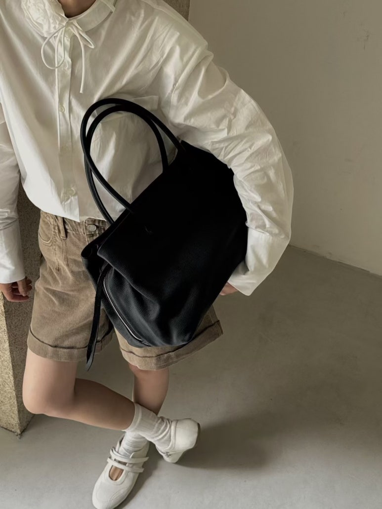 [100% COWHIDE LEATHER] LÉON LARGE TOTE BAG