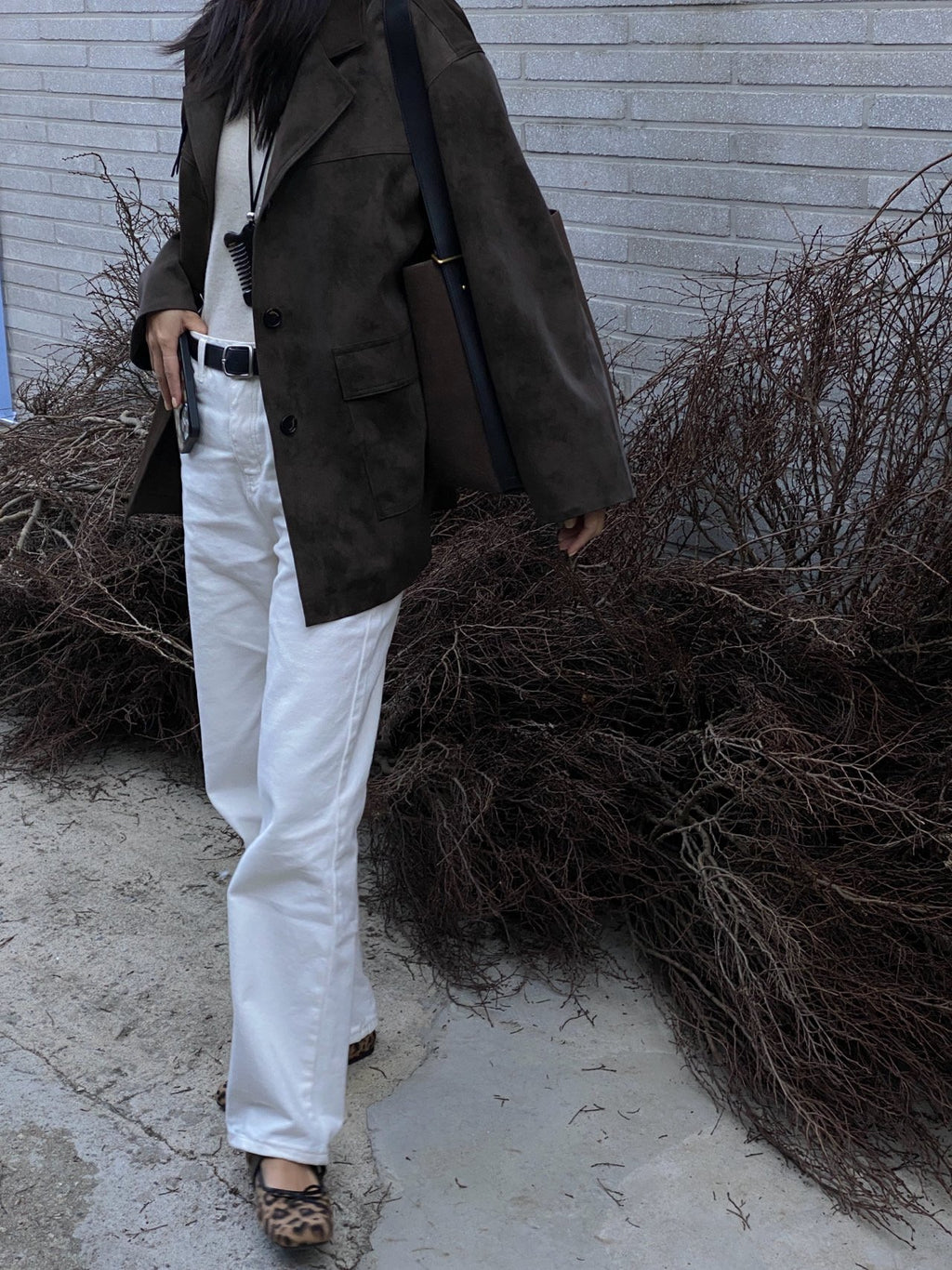 [100% COWHIDE SUEDE] ROVEN SUEDE BUCKET SHOULDER BAG