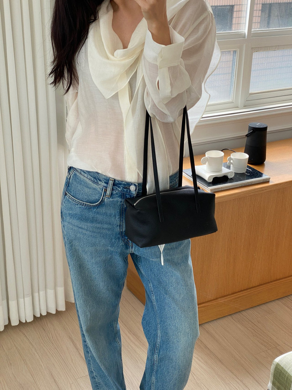 [100% COWHIDE LEATHER] MILO PUFF MINI BAG