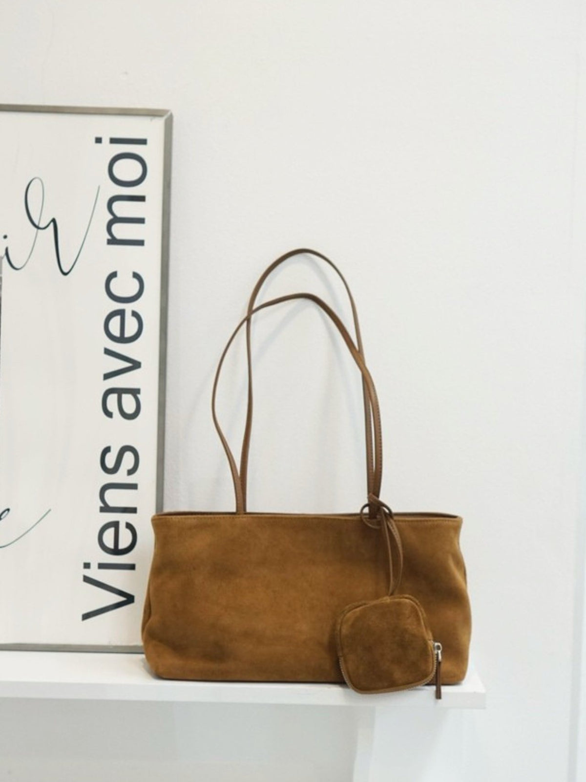 [80% GENUINE LEATHER] MAREN SUEDE TOTE BAG