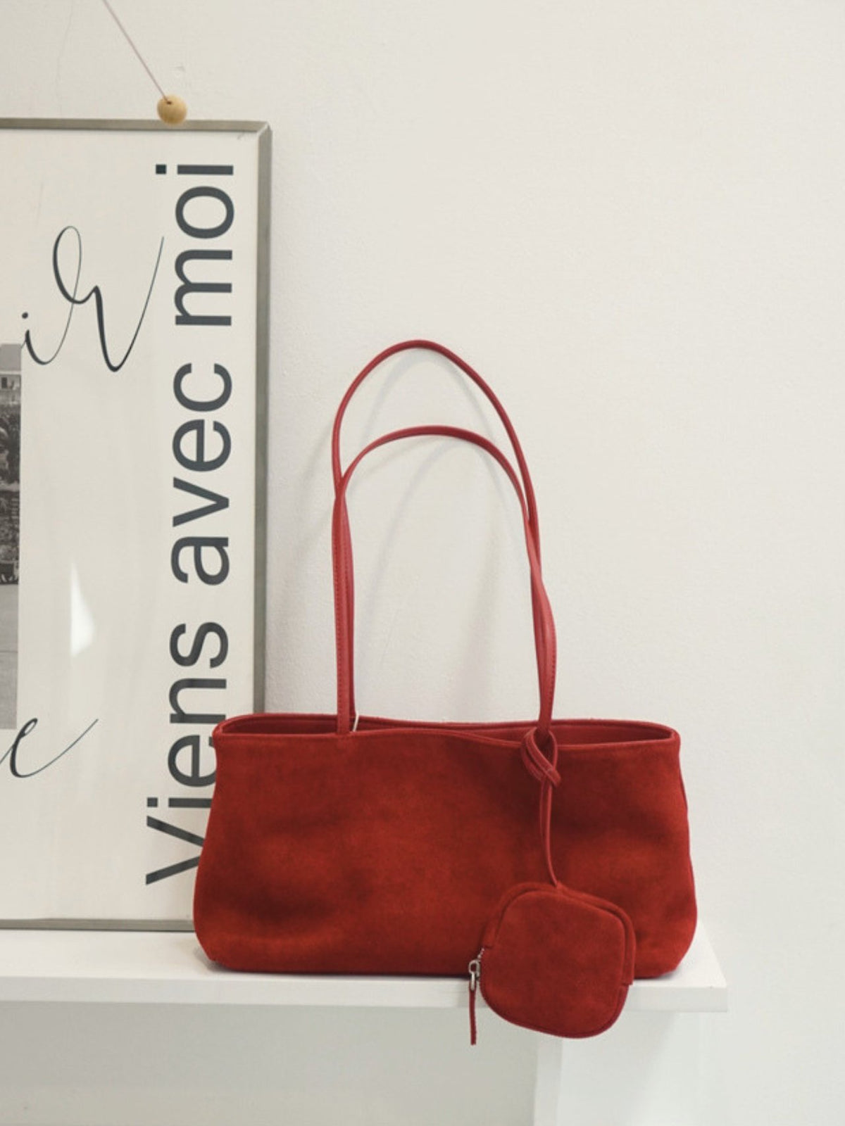 [80% GENUINE LEATHER] MAREN SUEDE TOTE BAG
