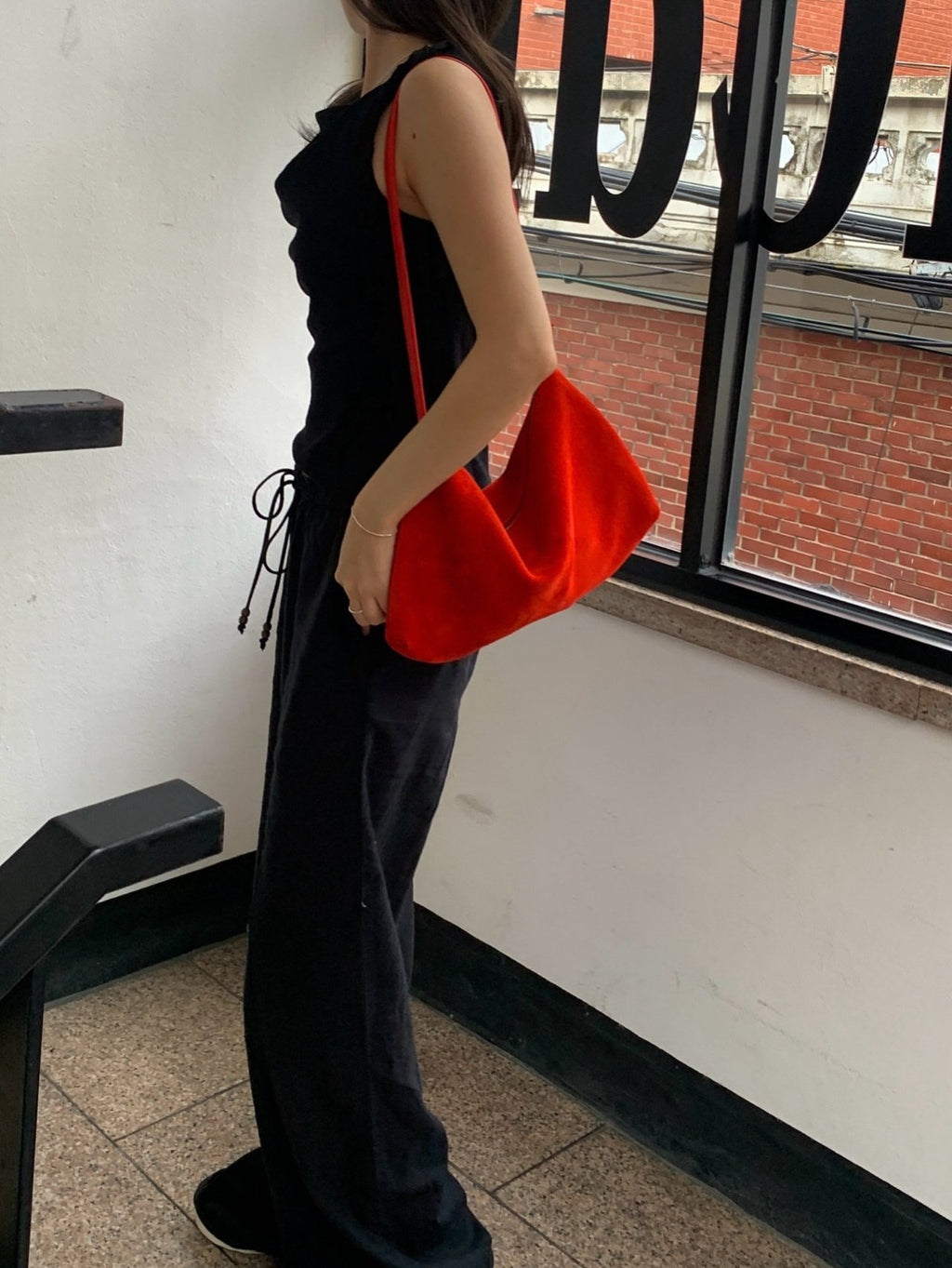 [100% COWHIDE SUEDE] RUE SUEDE DROP BAG