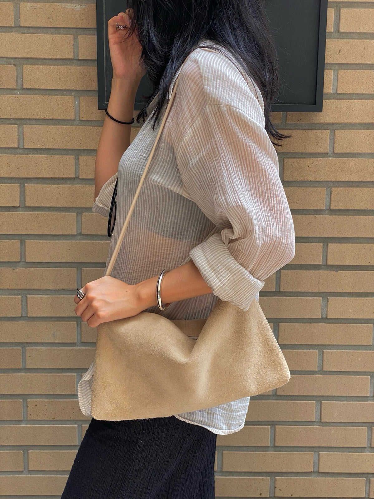 [100% COWHIDE SUEDE] RUE SUEDE DROP BAG