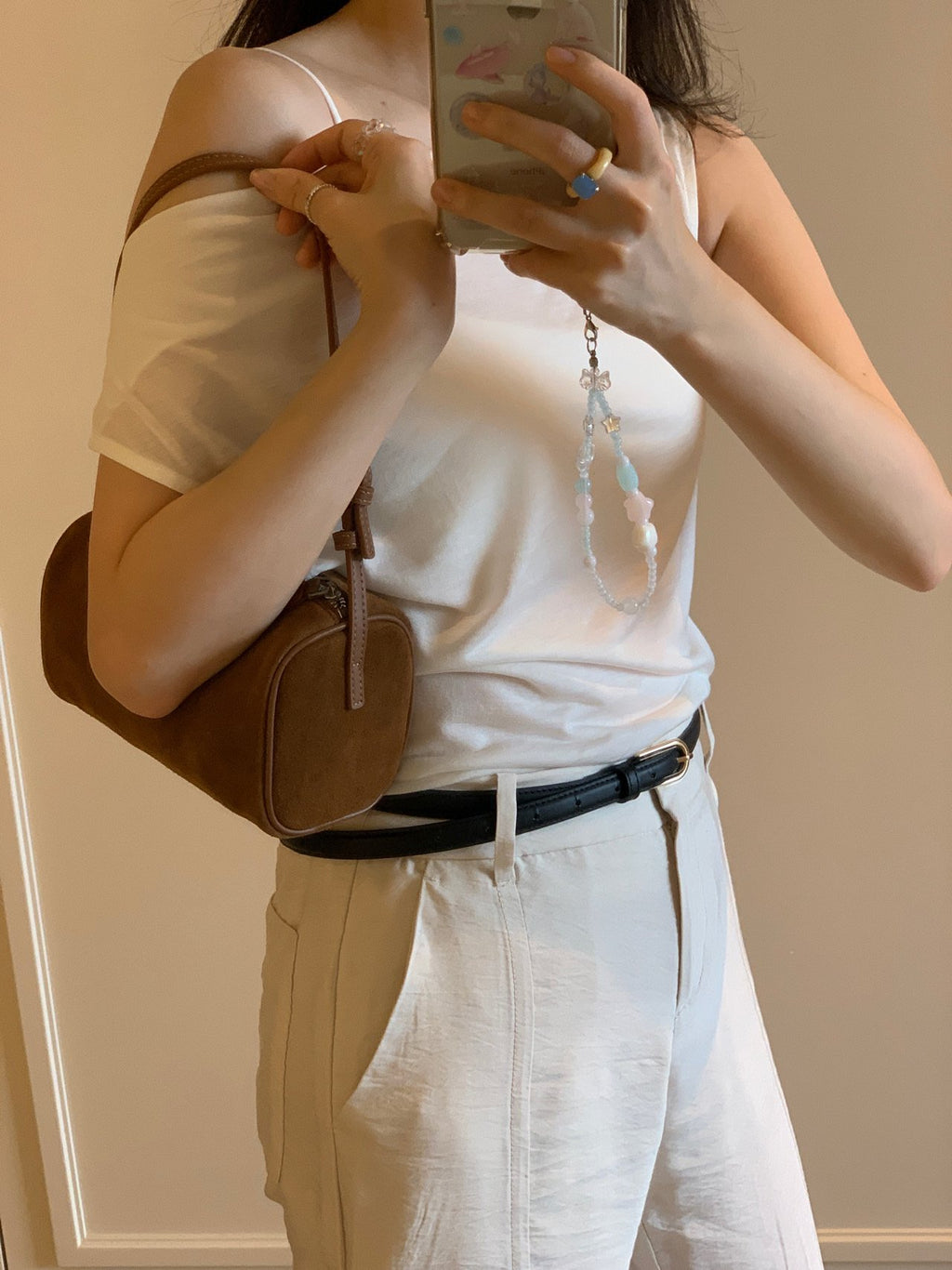 [100% COWHIDE SUEDE] MARE SUEDE BLOCK BAG