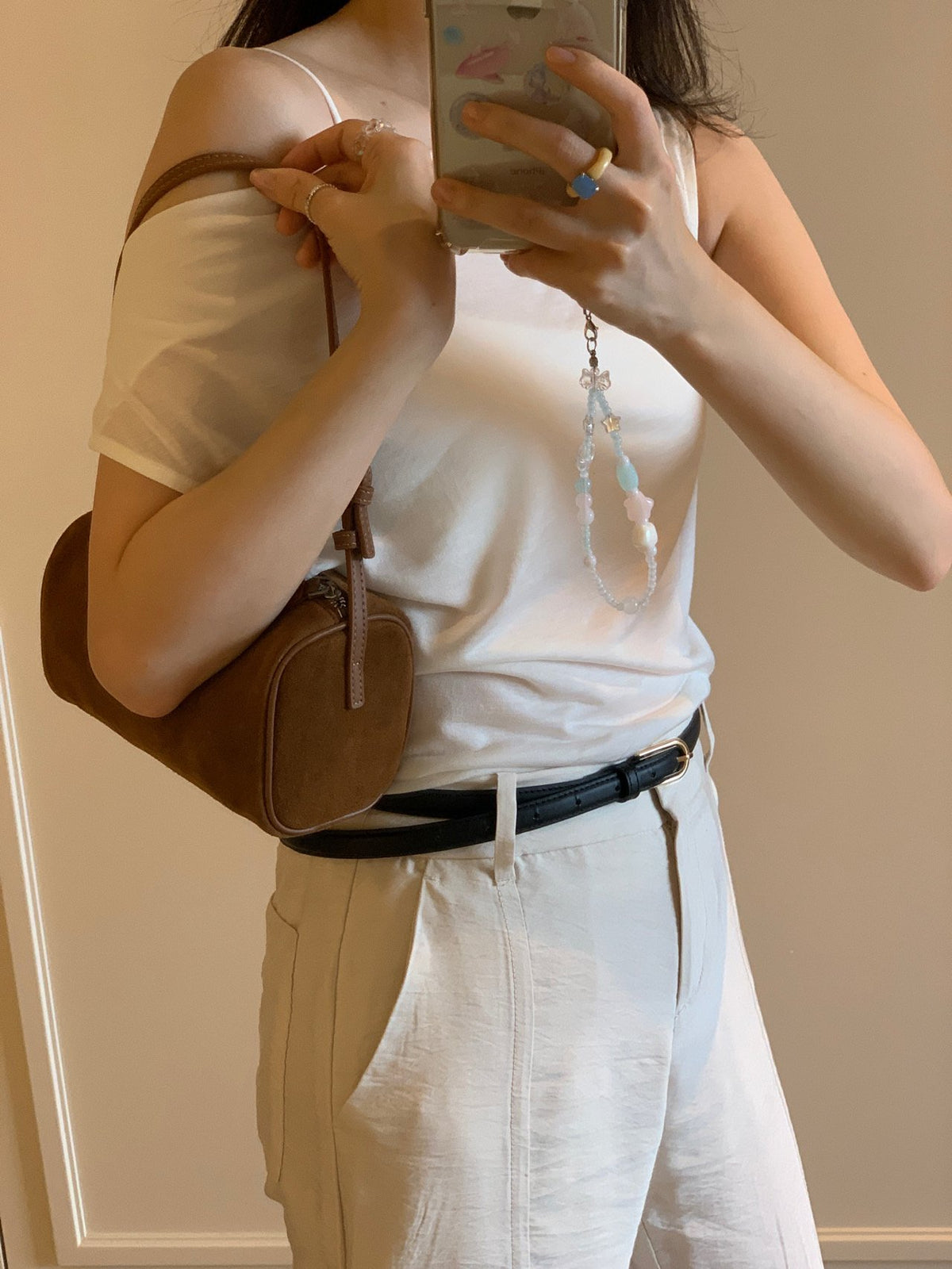 [100% COWHIDE SUEDE] MARE SUEDE BLOCK BAG