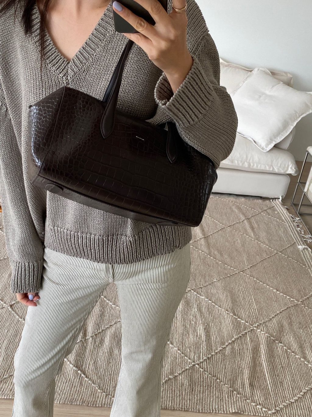 [100% COWHIDE LEATHER] ARDEN CROCO SHOULDER BAG