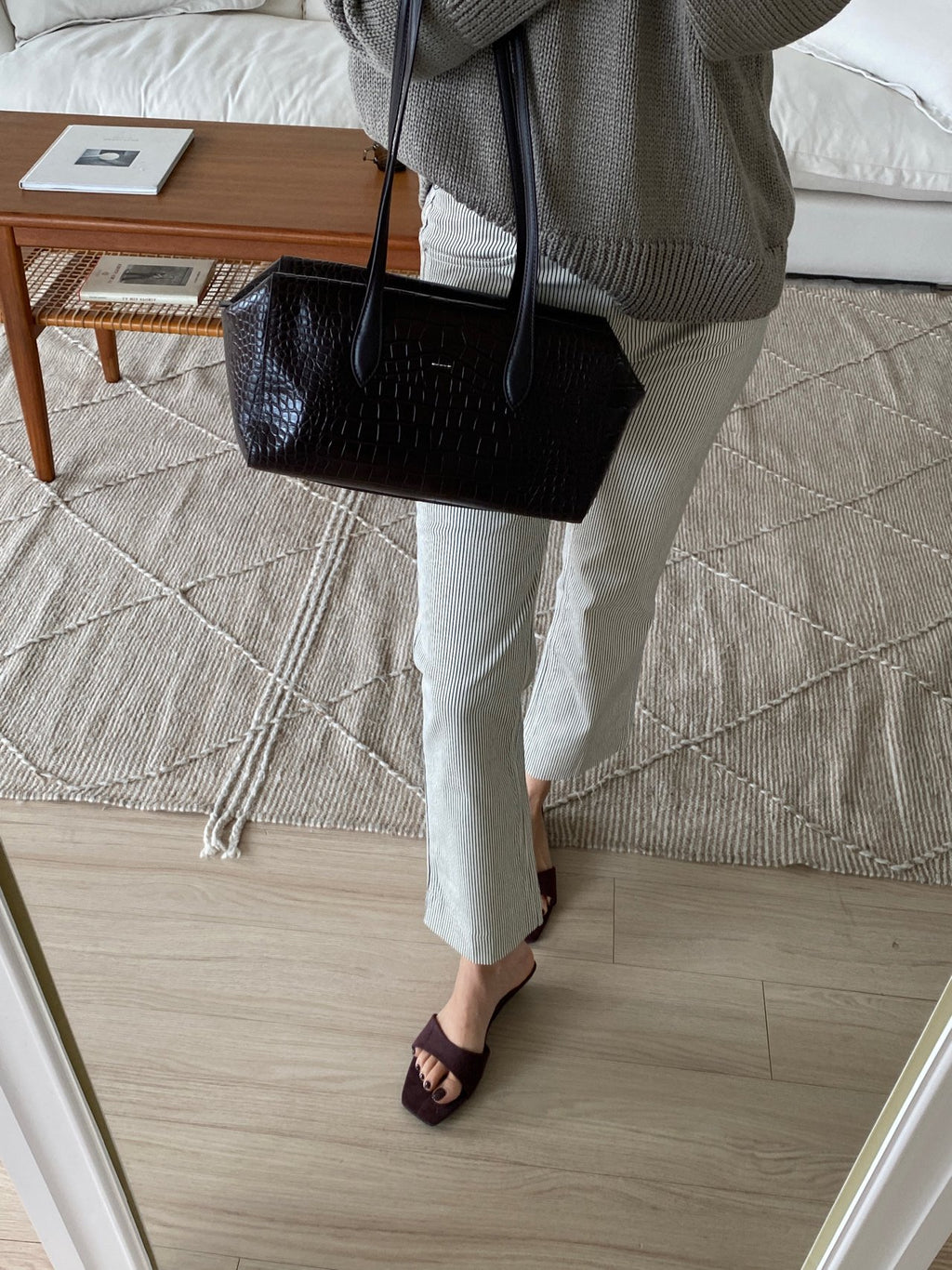 [100% COWHIDE LEATHER] ARDEN CROCO SHOULDER BAG