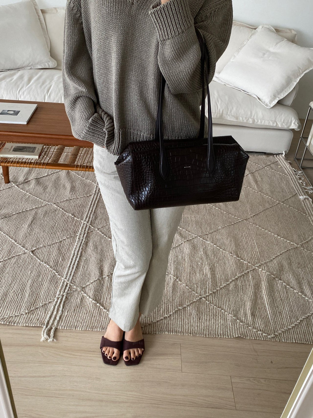 [100% COWHIDE LEATHER] ARDEN CROCO SHOULDER BAG