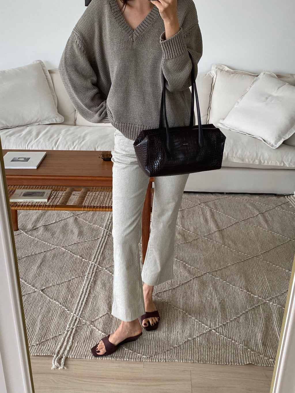 [100% COWHIDE LEATHER] ARDEN CROCO SHOULDER BAG